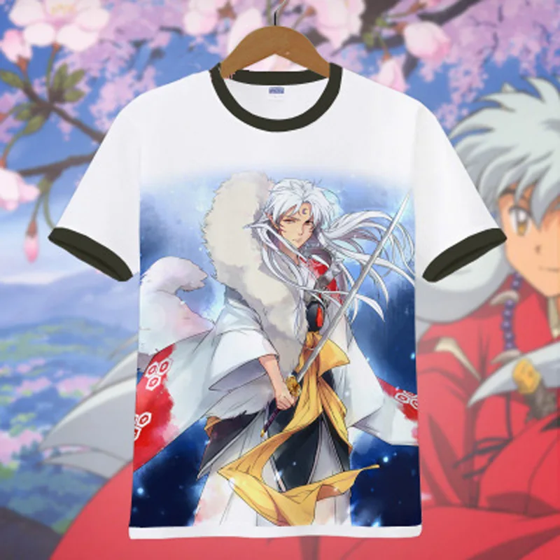New Inuyasha Sesshoumaru Cosplay t-shirt Anime T shirt Casual Men student cotton tops | Мужская одежда