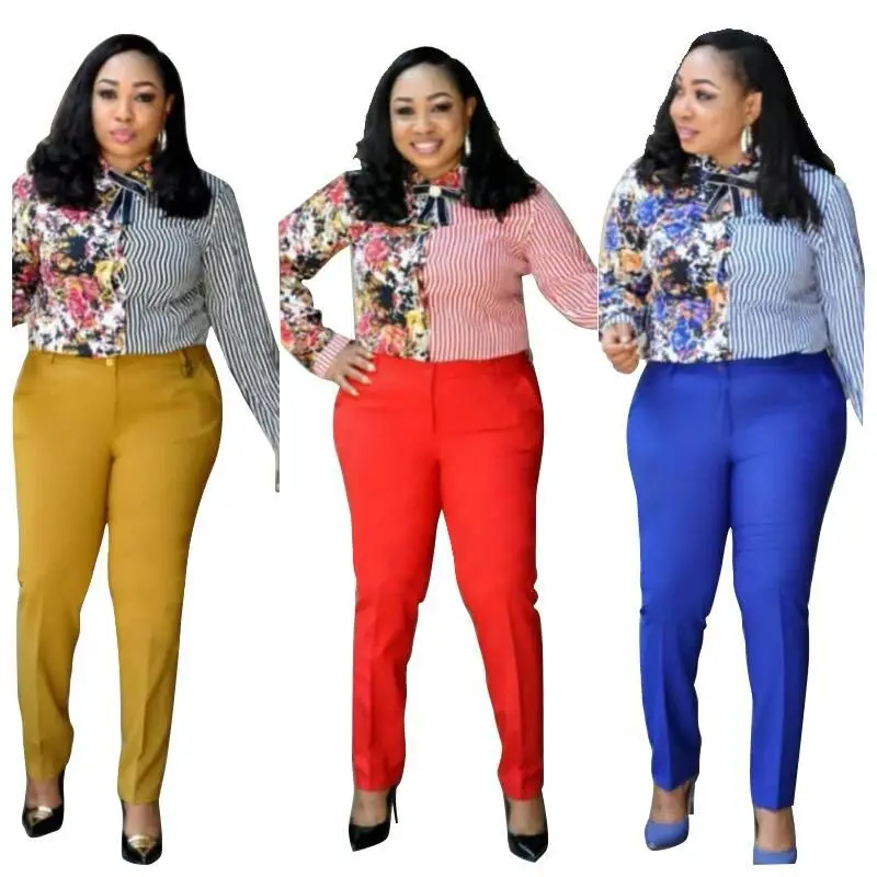 

New style African clothing Dashiki fashion Classic four seasons commuter print striped patchwork two-piece set size L - XXX YW