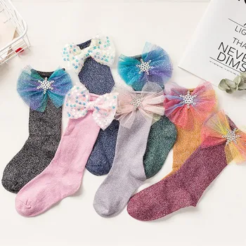 

1-5Y Autumn Baby Girl Cute Socks Bow Design Cotton Long Socks Infant Children Soft Crib Leg Warmer Princess Socks With Bows