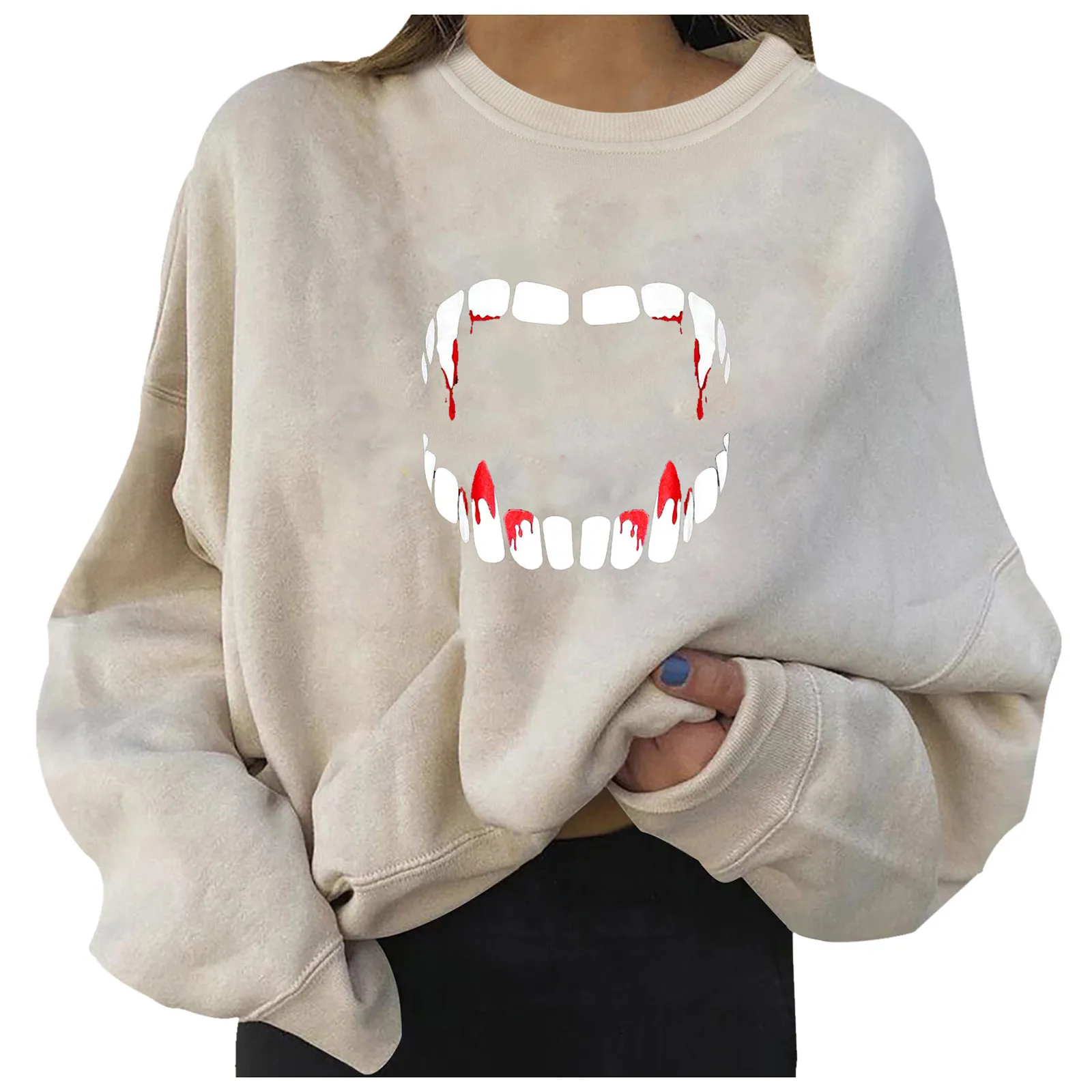 Winter Women Oversized Sweatshirt Harajuku Print Long Sleeve O-neck Pullover Tops Y2k Female Streetwear Sudaderas Con Capucha 2