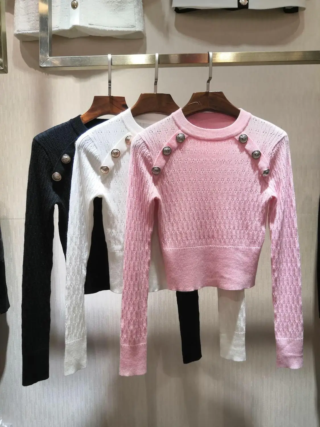 

2019FW new women holloe short sweater female casual knitted pullover jumpers sweater 3 color ddxgz2 9.15