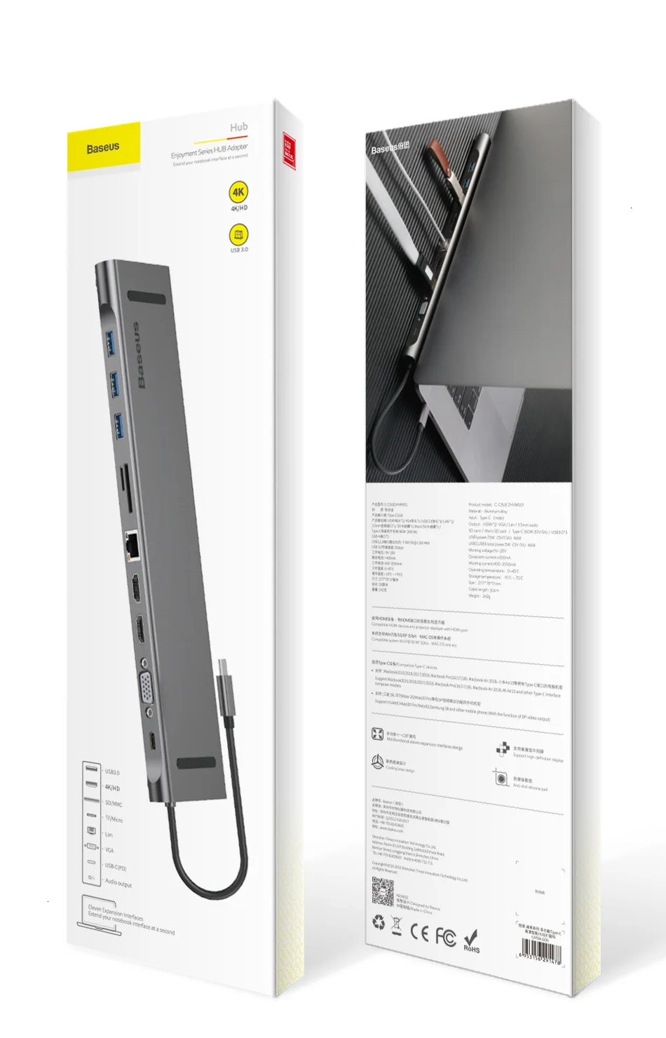 Baseus USB C концентратор type C к HDMI VGA RJ45 несколько портов USB 3,0 USB3.0 type-C разветвитель для Macbook Pro Air USB-C концентратор адаптер питания