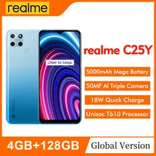 Global Version realme C25Y 6.5‘’ 4GB 128GB 50MP AI Triple Unisoc T610 Power Processor 5000mAh 18W Quick Charge Smart Phone