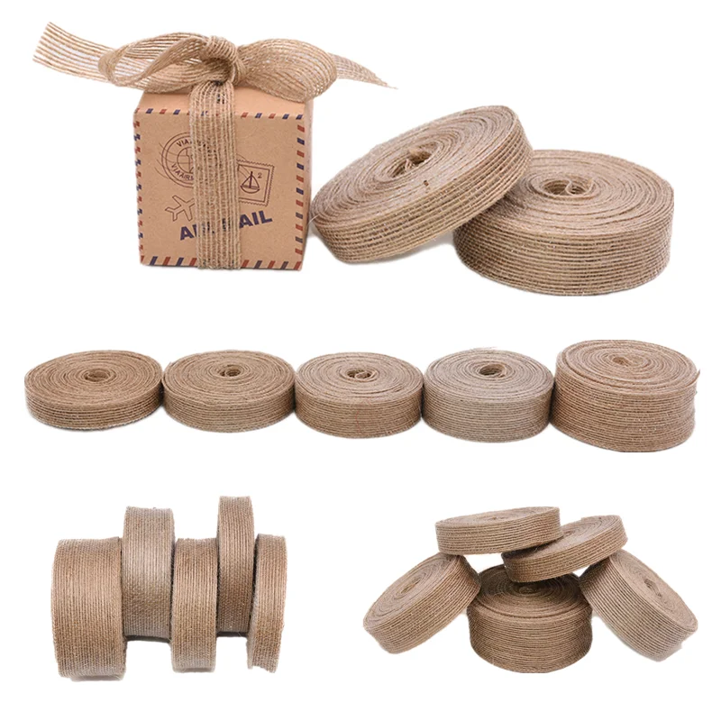 10M Natural Jute Burlap Hessian Ribbon Rolls Vintage Wedding Decoration Christmas Party Home Ornament DIY Gift Wrapping Supplies | Дом и сад