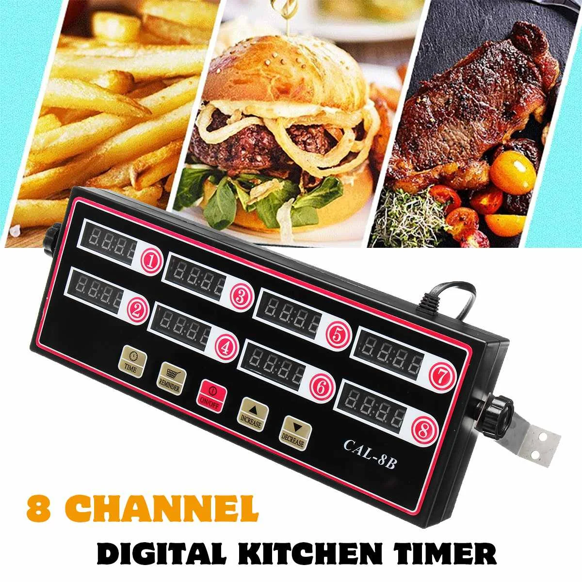 Kitchen Timer Digital Cooking Timing LCD Display Clock Shaking Reminder Commercial Restaurant 8 independent Channel | Дом и сад