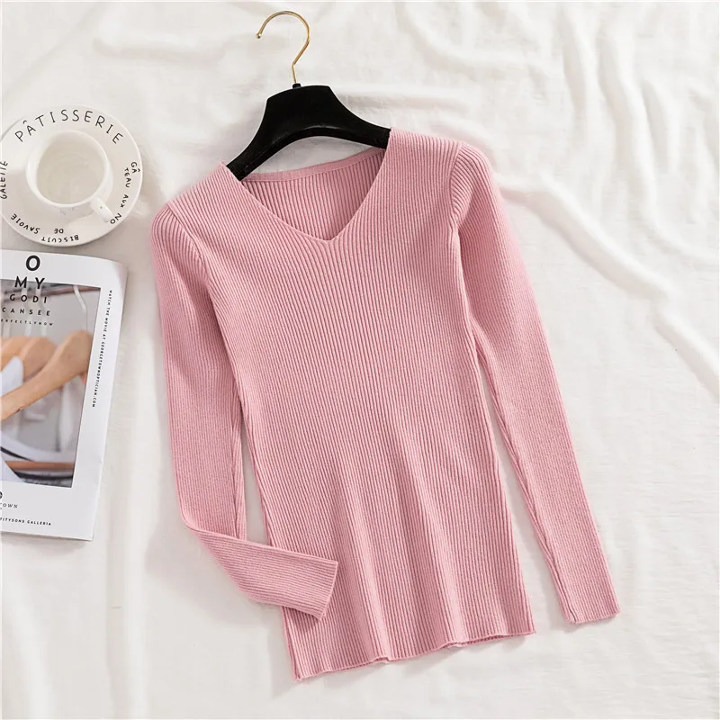 Women Knitted Pullover Sweaters V Neck Long Sleeve Soldi Knitted maglioni donna jerseis mujer invierno