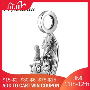 

Mikiwuu 925 Sterling Silver Astronaut kid Leaf charms for Jewelry making fit Original beads bracelet bangles