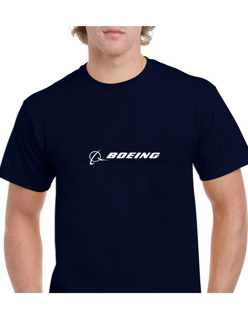 Boeing White Logo US Aviation Plane Jet 747 787 Geek Navy Blue Cotton T-shirt | Мужская одежда
