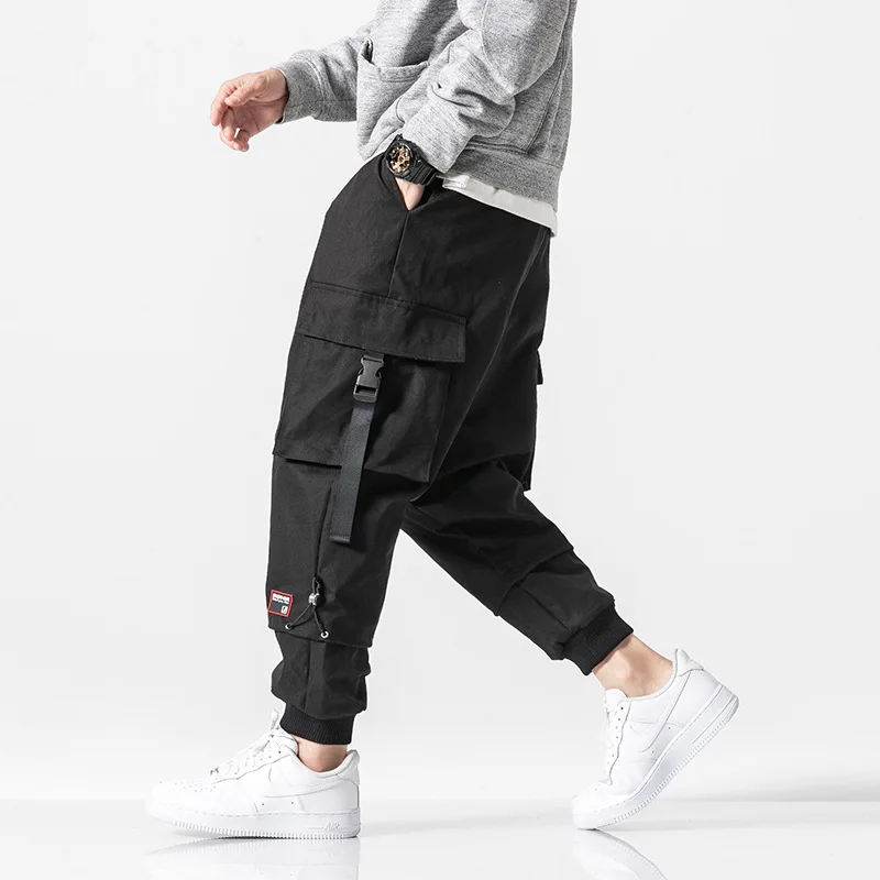 

2019 Autumn New Style Japanese-style Popular Brand Zipper Solid Color Beam Leg Casual Pants Men's
