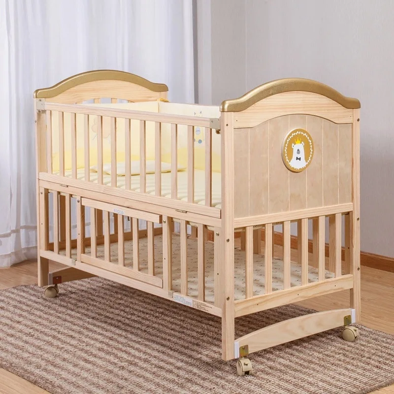 Кроватка из массива дерева Неокрашенная детская кроватка bb многофункциональная