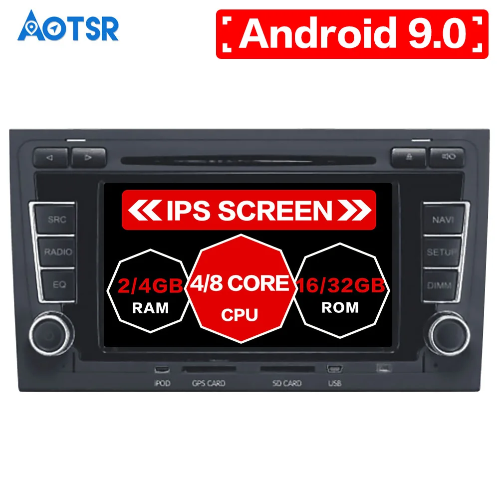 Top Aotsr Android 9.0 GPS navigation Car DVD Player For Audi A4 S4 RS4 2003-2012 car Head unit multimedia player radio tape recorder 11