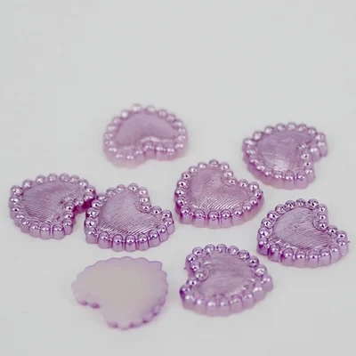 Purple Разноцветные бусины 10 мм/14 мм в форме сердца с плоской задней частью, имитация пластика ABS, жемчужные бусины для рукоделия, украшения одежды - Цвет: Purple