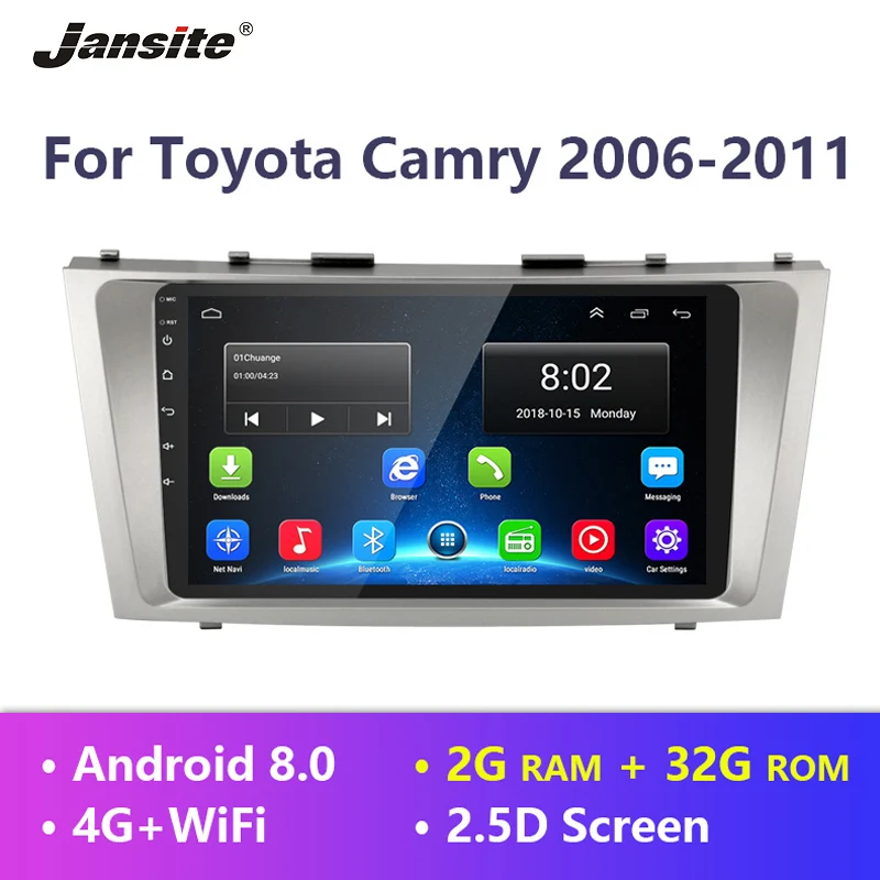 Jansite R9 " RDS Автомагнитола для Toyota Camry 2006-2011 Wifi Android 8,1 плеер сенсорный экран мультимедийные видеоплееры с рамкой