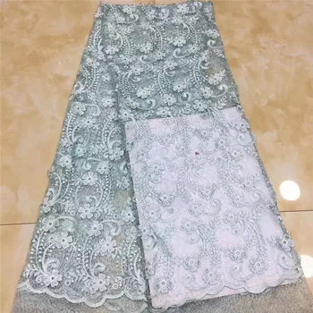 

Fashion African net lace fabric with embroidery French lace cloth PAN138(5yards/lot) multi color