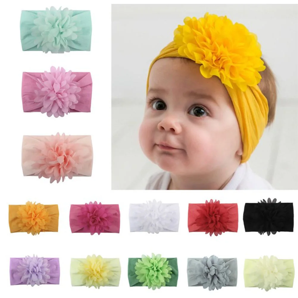 

Cute Flower Baby Headband Turban Newborn Baby Girl Headbands Elastic Kids Hair Band Baby Girl Hair Accessories Nylon Hairband