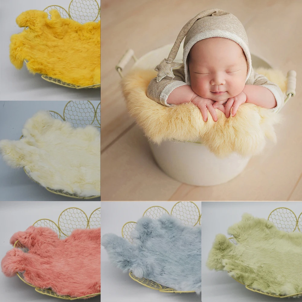 100% Natural Rabbit Fur Blanket 16 Colors For Newborn Photography Props Accessories New Born Shooting Baby The Photo Shoot | Детская