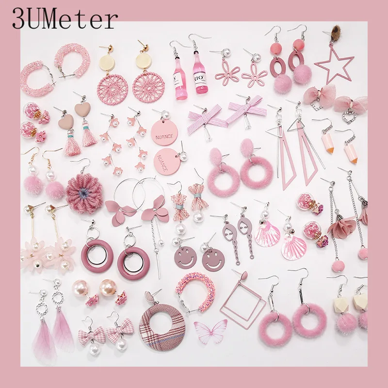 Женские сережки с опалом 3UMeter милые розовые в виде лепестка корейские шпильки