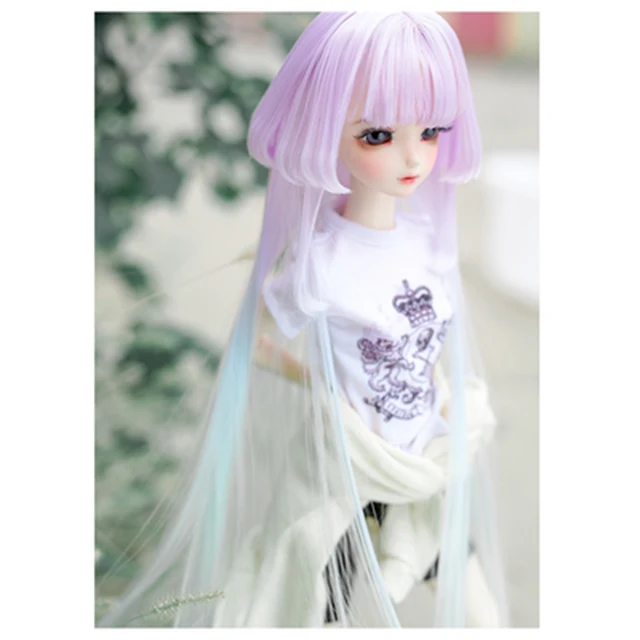 US $32.99 Purple Gradient Light Blue Curly Wig For 1/4 For 1/3 BJD Dolls Brain-Training Toy For Children Educ
