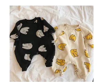

3309 Korean Boys' And Girls' Happy Clothes 2020 Spring New Baby Clothes Newborn Bear Printed Long Sleeve Sweatershirt Rompers