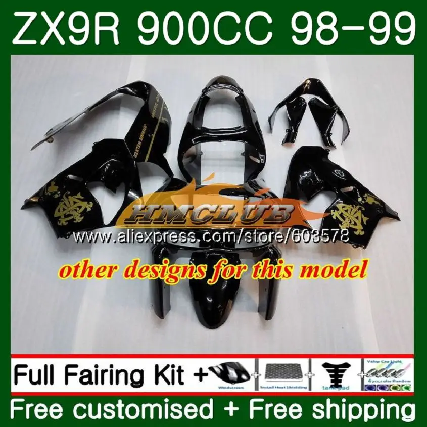 Корпус для KAWASAKI ZX900 ZX9 R ZX 9R ZX9R 98 99 00 01 110CL. 86 900CC ZX 9 R 900 ZX-9R 1998 1999 2000 2001 Обтекатели цвет синий, черный; большие размеры