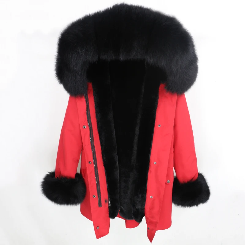 OFTBUY, пальто с натуральным мехом, водонепроницаемая парка, зимняя куртка для женщин, натуральный Лисий меховой капюшон, воротник с манжетами, Толстая теплая верхняя одежда, уличная одежда