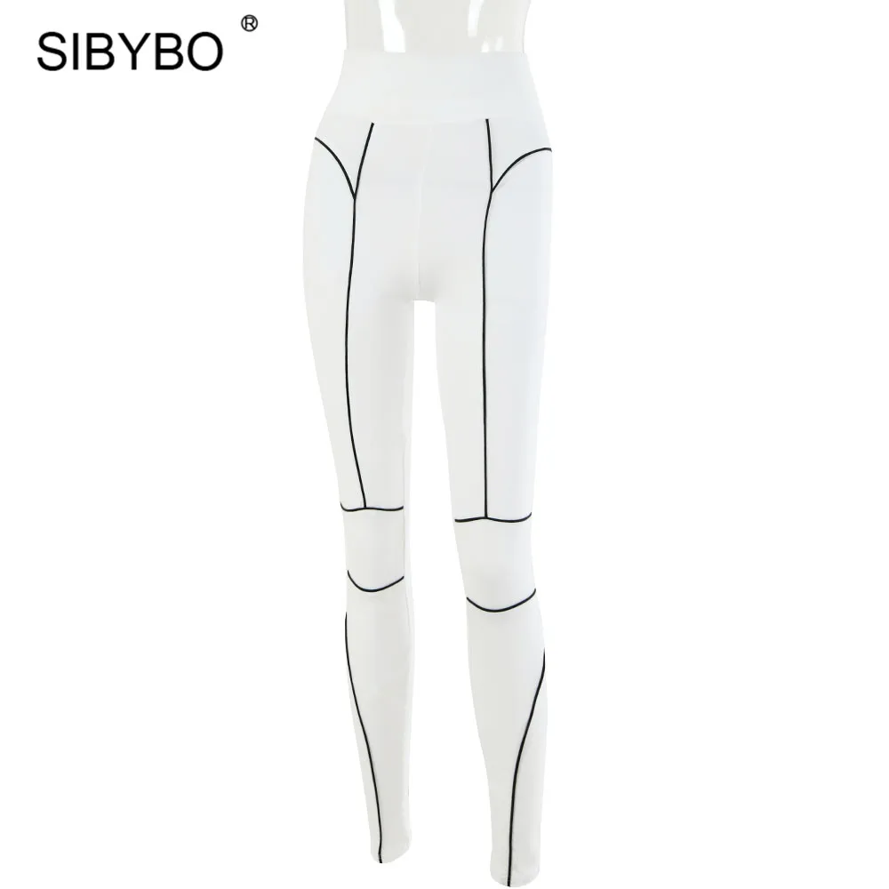 Женские Светоотражающие полосатые эластичные брюки карандаш SIBYBO обтягивающие с