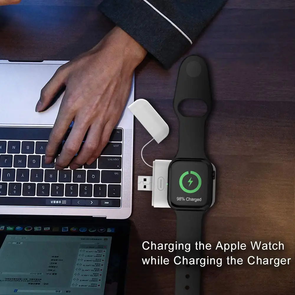 Универсальное беспроводное мини зарядное устройство 1000 мАч для Apple watch 6 SE 5 4 3 2 1