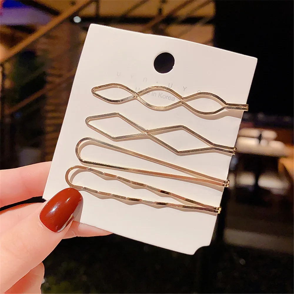 vintage hair clips 1 Set Korea Simple Metal Hair Clips for Women Geometric Rhombus Gold Silver woman Hairpins Hair Accessories Barrettes Clips Women's Hair Accessories