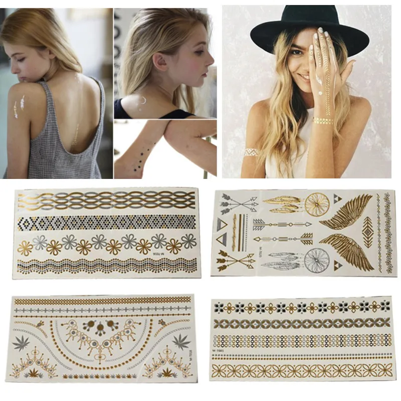 Золотая временная тату краска для тела 1 шт. бронзатор макияж лица|Наборы макияжа|