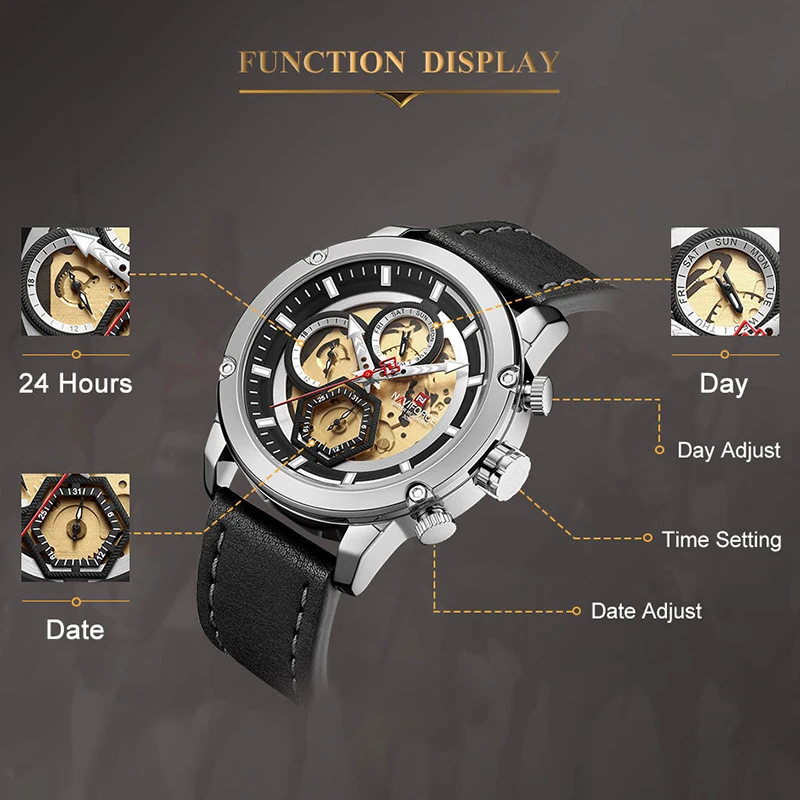 NAVIFORCE Топ бренд мужские роскошные часы полностью Стальные кварцевые мужские спортивные наручные часы военные кожаные часы Relogio Masculino