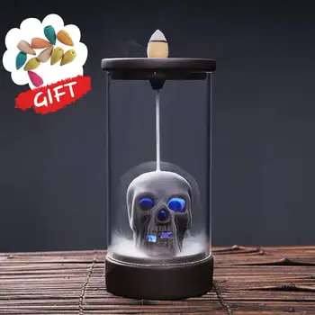 

Home Office Ceramic Handicraft Windproof Waterfall Backflow Skull Incense Burner Tea House Decorate Incense Burners Fountain