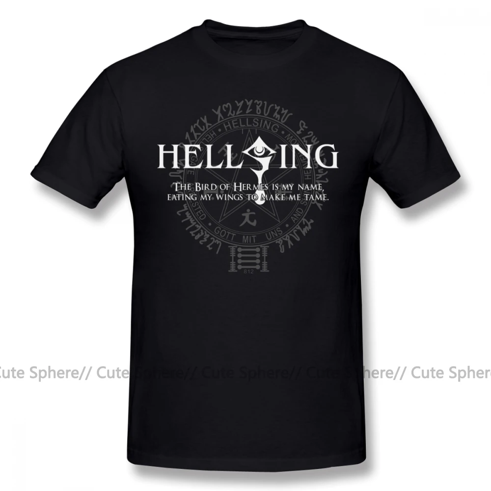 Hellsing футболка чехол для телефона больше 1 футболка с коротким рукавом мужская футболка большая 100 Хлопок Забавный принт летняя футболка - Цвет: Black