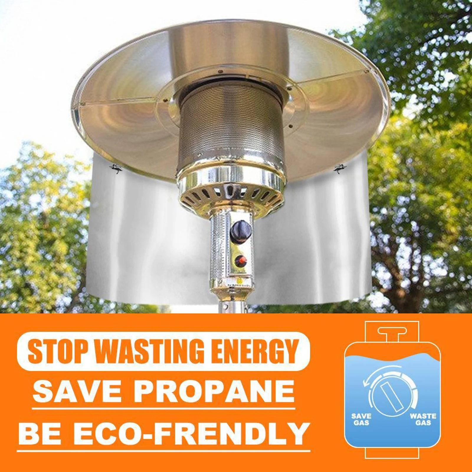 Patio Heater Courtyard Reflector Shield Aluminum Outdoor Heaters For Patio Propane and Natural Gas Durable Practical