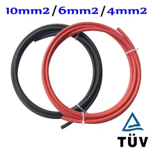 O envio gratuito de 10mm2 pv cabo solar para fora da grade/na conexão do sistema solar solar preto vermelho pv cabo 6mm2 4mm2 cabo solar