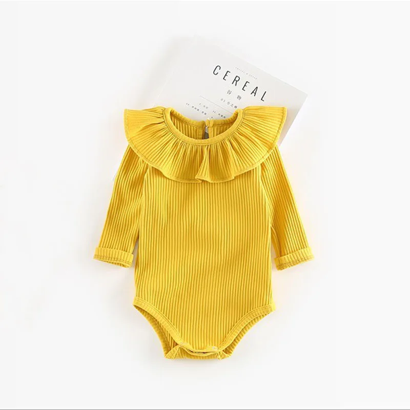 Детский комбинезон с длинными рукавами для девочек; модная весенняя одежда для новорожденных; гофрированная Роба Bebe; Одежда для девочек; топы - Цвет: Цвет: желтый
