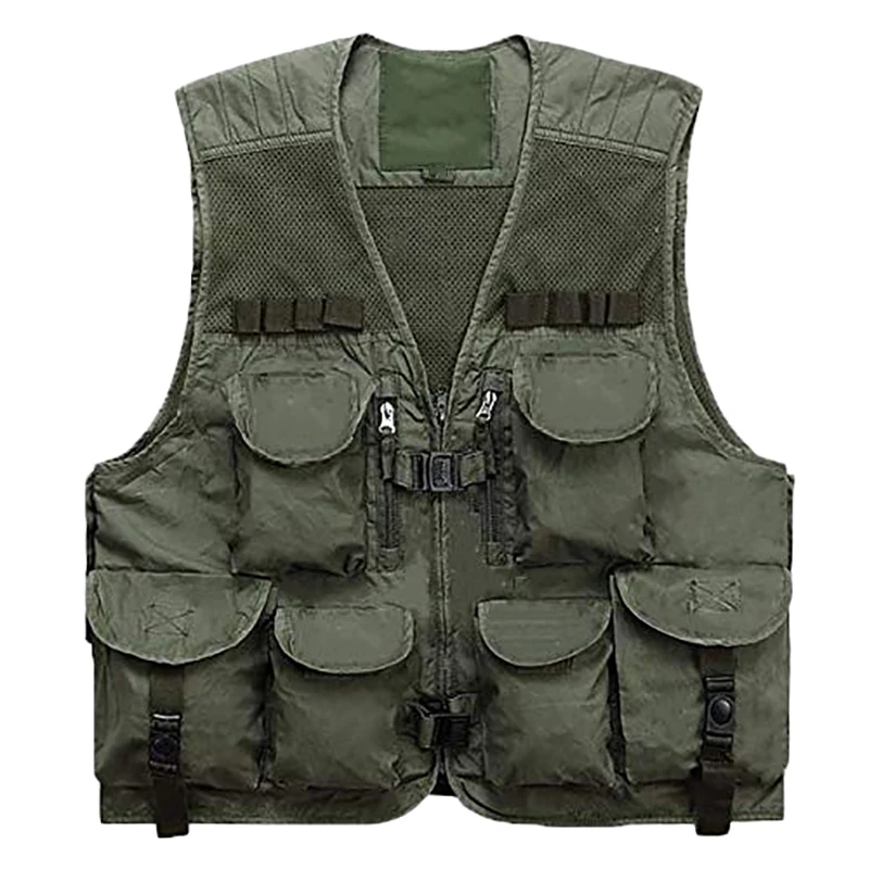 

Men's Fishing Mesh Vest, Photography Work Multi-Pockets Vest Outdoors Hunting Travel Safari Vest Journalist's Jacket