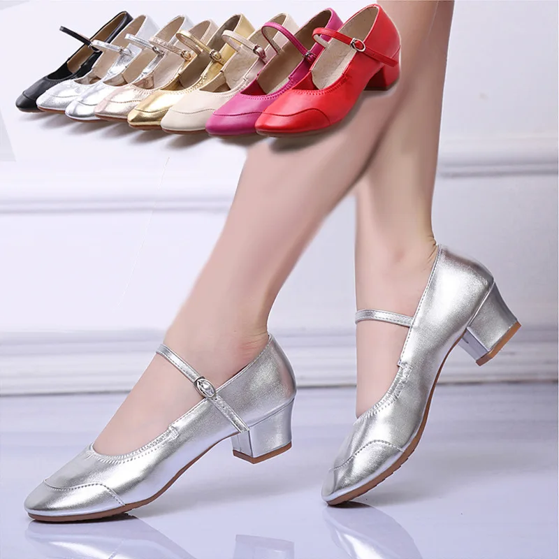 

Spring And Autumn Shoes for Square Dance Semi-high Heeled Dance Shoes Women's Adult Soft-Sole Simple Jump Dance Shoe Four Season
