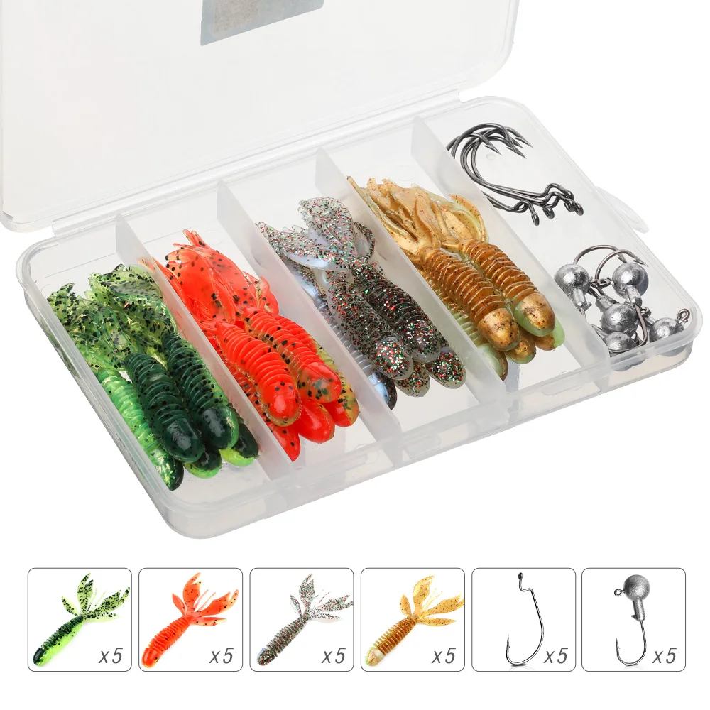 DONQL 20Pcs Soft Fishing Lure Artificial Rubber Worm Bait 2.4g 75mm Silicone Jig Wobbler Swimbait 10pc Fishhook Lure accessories001 (1)