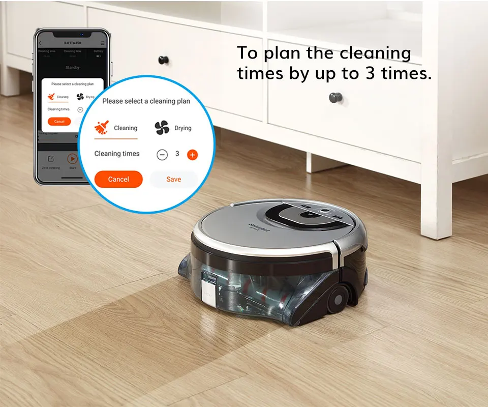 ILIFE W455 Shinebot Gyroscope Washing Floor APP Robot