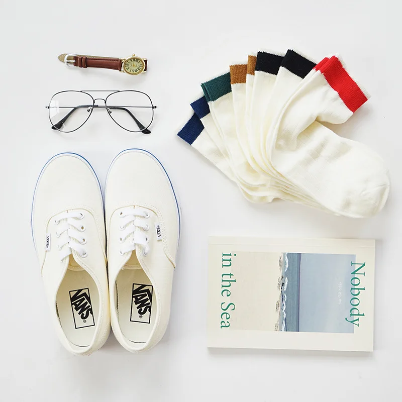 1 пара весенних и летних новых модных коротких носков, цветные школьные женские носки, толстые женские хлопчатобумажные носки