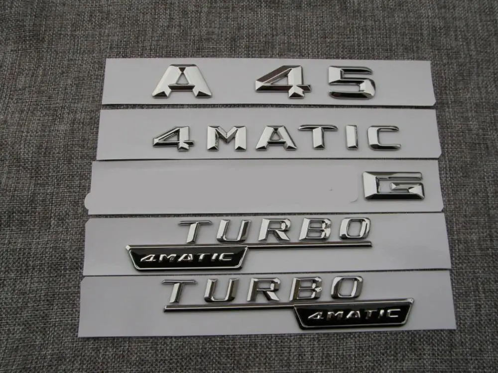 Хромированные значки W176 A45 с эмблемой и надписью для AMG TURBO 1 комплект|Эмблемы| |