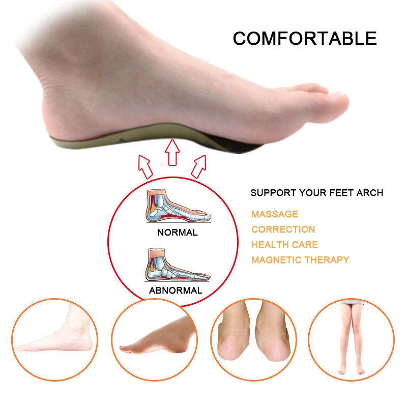 Premium Orthotic Gel Insoles Orthopedic Flat Foot Magnetic Therapy