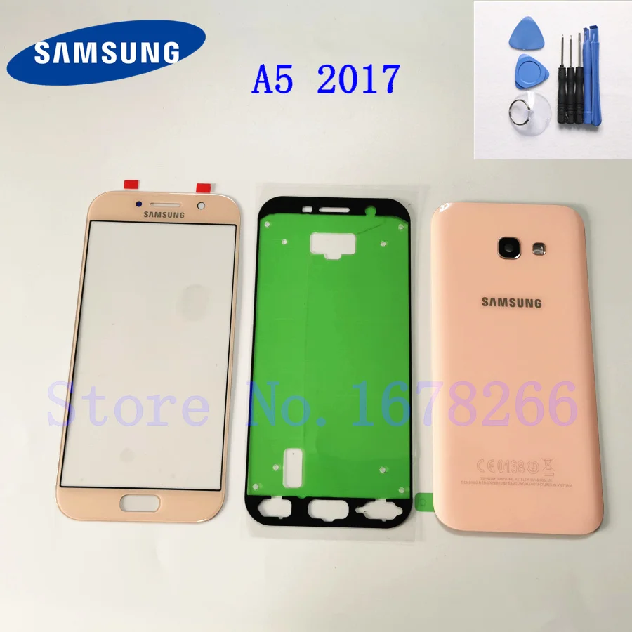 A5 2017 Pink SAMSUNG Galaxy A3 A320 A5 A520 A7 A720 A2017 Корпус Задняя стеклянная крышка чехол для телефона задняя крышка Батарейная дверь передняя стеклянная линза - Цвет: A5 2017 Pink