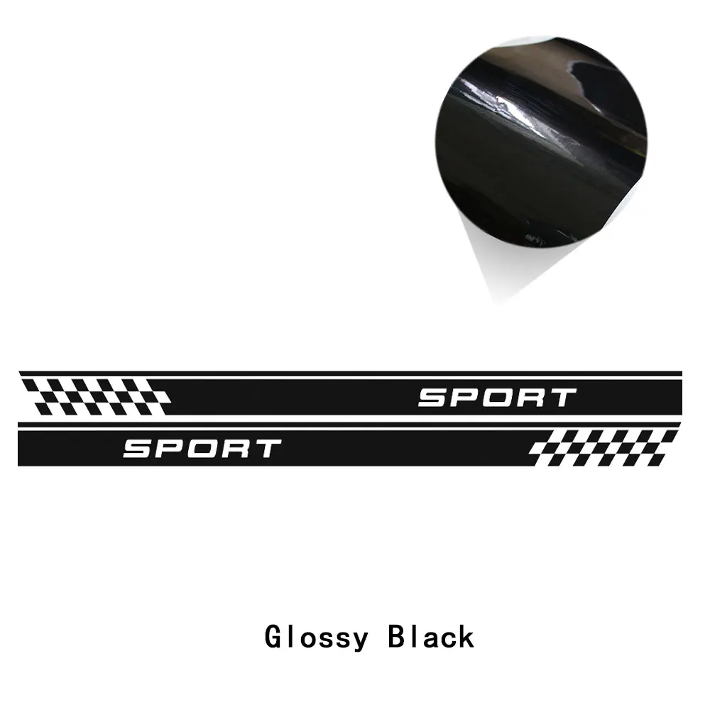 glossy black 2 шт. гоночный Спорт Клетчатый Стиль двери автомобиля боковые полосы Стикеры тела наклейка для MINI Cooper Paceman R61 аксессуары - Название цвета: glossy black