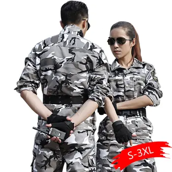 

Military Uniform Snow Camouflage Army Combat Jacket Cargo Pant Uniforme Militar Tactical CS Softair Mens Working Clothes Female