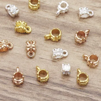 

50pcs Metal Clip Bail Beads Spacer Bead Pendant Clasp Necklace Connector Findings For Diy Jewelry Making Bracelet Accessories