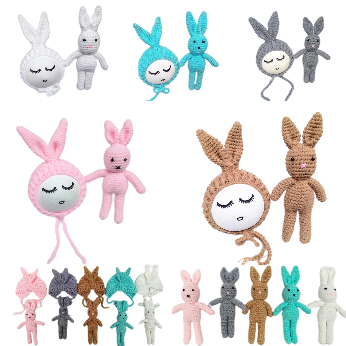 

BY Rabbit Toy Doll Yarn Knitting Comfort Sleeping Romantic Costume Baby Photography Props
