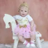 55 CM Soft Silicone Baby Reborn Doll Toy Lifelike For Girl Cloth Body Realistic 22 Inch Blonde Hair Toddler Princess Bebe 3