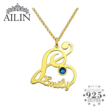 

AILIN Music Note Pendant Necklace Customized Name Necklace with Birthstone Personalized Women Jewelry Sterling Silver Necklace