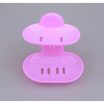 

Fashionable Double Layers Home Bathroom Soap Dishes Holder Rack Strong Suction Cup Type Soap Basket Tray Organizer